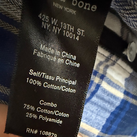 Rag & Bone Mens Fit 3 Beach checked/flannel Herringbone Plaid Button-Up Shirt XL - Picture 6 of 7